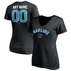Miami Marlins Women's Personalized Winning Streak Name & Number V-Neck T-Shirt | MLB Outlet