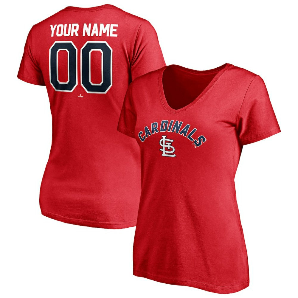 St. Louis Cardinals Women's Personalized Winning Streak Name & Number V-Neck T-Shirt | MLB Outlet