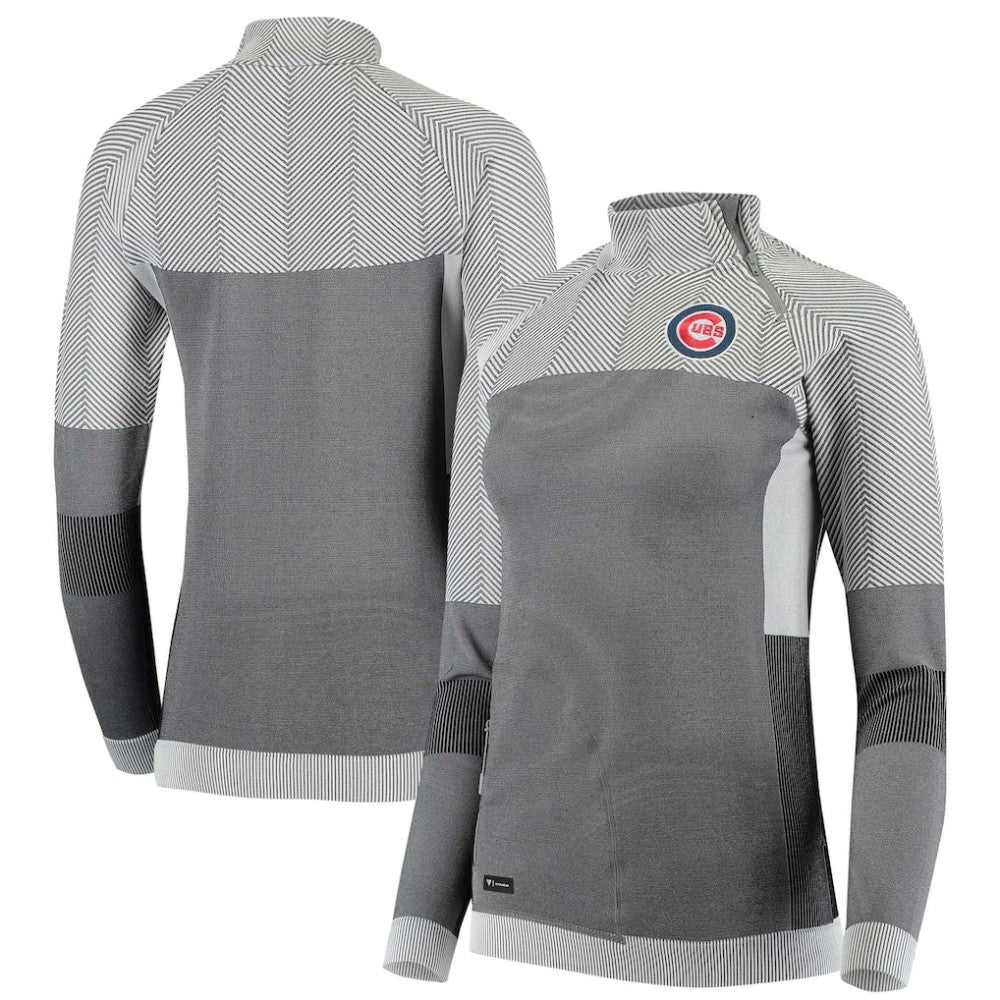 Chicago Cubs Levelwear Women's Verse Asymmetrical Raglan Tri-Blend Quarter-Zip Jacket | MLB US
