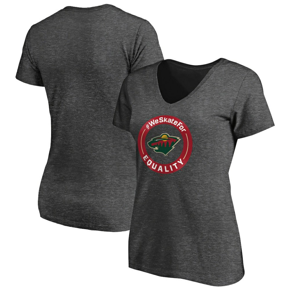 Minnesota Wild Women's #WeSkateFor V-Neck T-Shirt Outlet