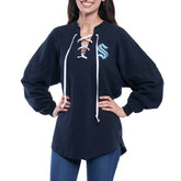 Seattle Kraken Fanatics Women's Lace Up Long Sleeve Spirit Top For Sale