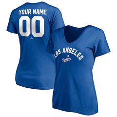Los Angeles Dodgers Women's Cooperstown Winning Streak Personalized Name & Number V-Neck T-Shirt | MLB For sale