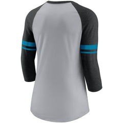 Carolina Panthers Nike Women's Stripe Mesh Nickname Tri-Blend 3/4-Sleeve T-Shirt
