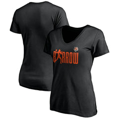 Cincinnati Bengals Joe Burrow Women's Checkdown V-Neck T-Shirt
