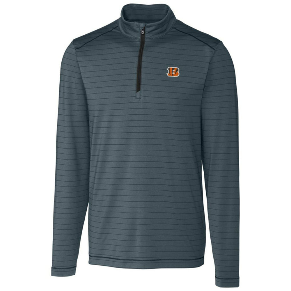 Cincinnati Bengals Cutter & Buck Holman Stripe Quarter-Zip Pullover Jacket