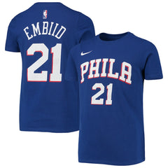 Joel Embiid Philadelphia 76ers Youth Logo Name & Number Performance T-Shirt Online