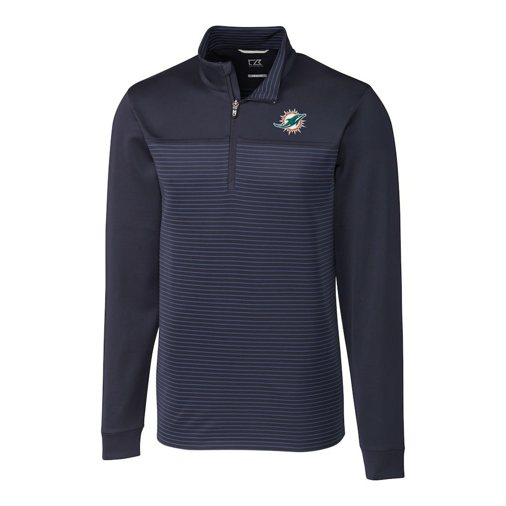 Miami Dolphins Cutter & Buck Big & Tall Traverse Stripe Quarter-Zip Pullover Jacket