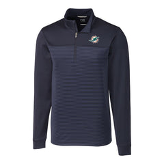 Miami Dolphins Cutter & Buck Big & Tall Traverse Stripe Quarter-Zip Pullover Jacket