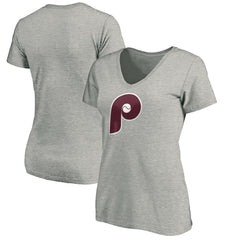 Philadelphia Phillies Women's Cooperstown Collection Huntington Logo V-Neck T-Shirt | MLB Online