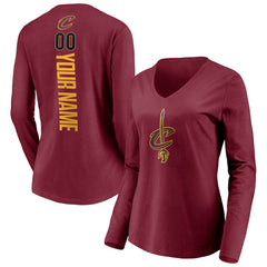 Cleveland Cavaliers Women's Playmaker Personalized Name & Number Long Sleeve V-Neck T-Shirt sale Online