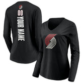 Portland Trail Blazers Women's Playmaker Personalized Name & Number Long Sleeve V-Neck T-Shirt New