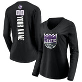 Sacramento Kings Women's Playmaker Personalized Name & Number Long Sleeve V-Neck T-Shirt Discount