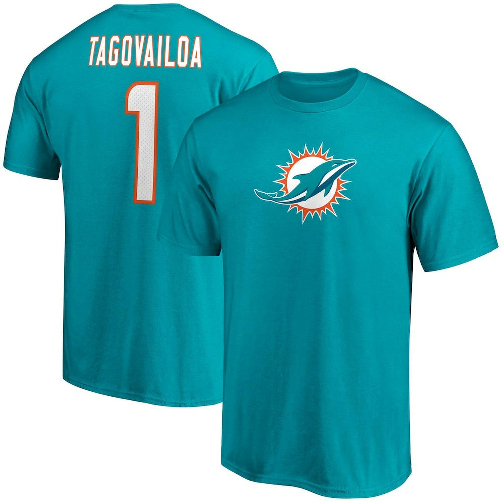 Miami Dolphins Fanatics Tua Tagovailoa Player Icon Name & Number T-Shirt