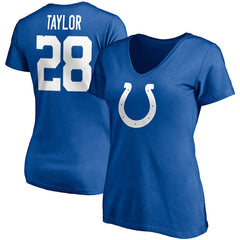 Indianapolis Colts Fanatics Jonathan Taylor Women's Player Icon Name & Number V-Neck T-Shirt