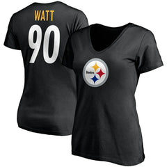Pittsburgh Steelers Fanatics T.J. Watt Women's Player Icon Name & Number V-Neck T-Shirt