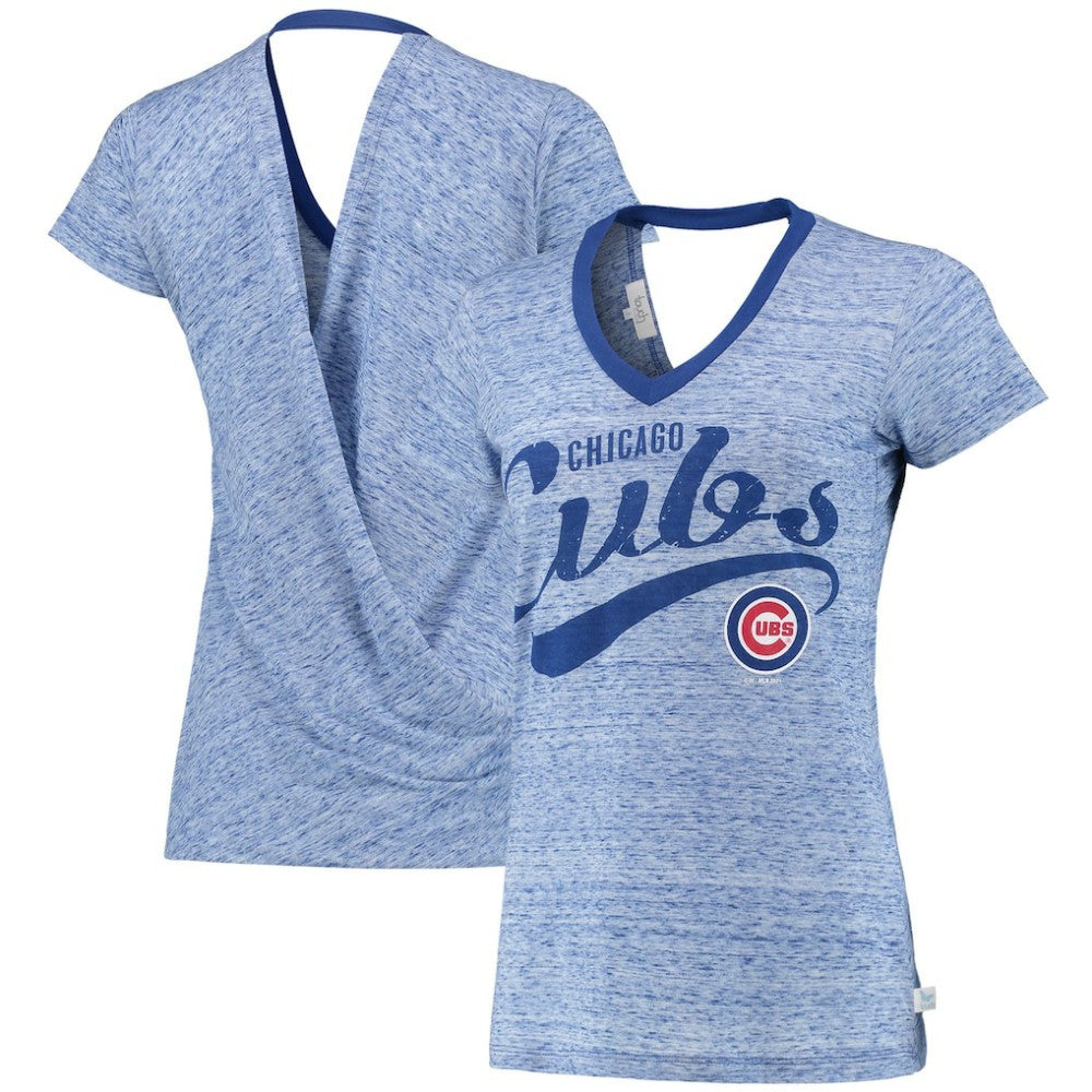 Chicago Cubs Touch Women's Hail Mary V-Neck Back Wrap T-Shirt | MLB Sale