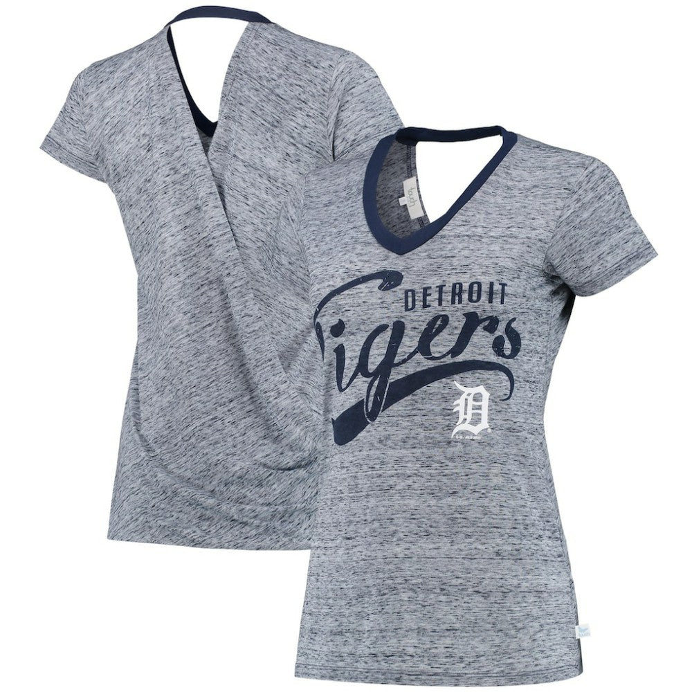 Detroit Tigers Touch Women's Hail Mary V-Neck Back Wrap T-Shirt | MLB Sale