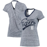 Detroit Tigers Touch Women's Hail Mary V-Neck Back Wrap T-Shirt | MLB Sale