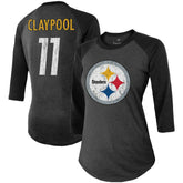 Pittsburgh Steelers Fanatics Chase Claypool Women's Team Player Name & Number Tri-Blend Raglan 3/4-Sleeve T-Shirt