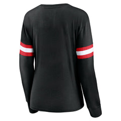 Toronto Raptors Women's Block Party Chest Logo Striped Long Sleeve T-Shirt Online