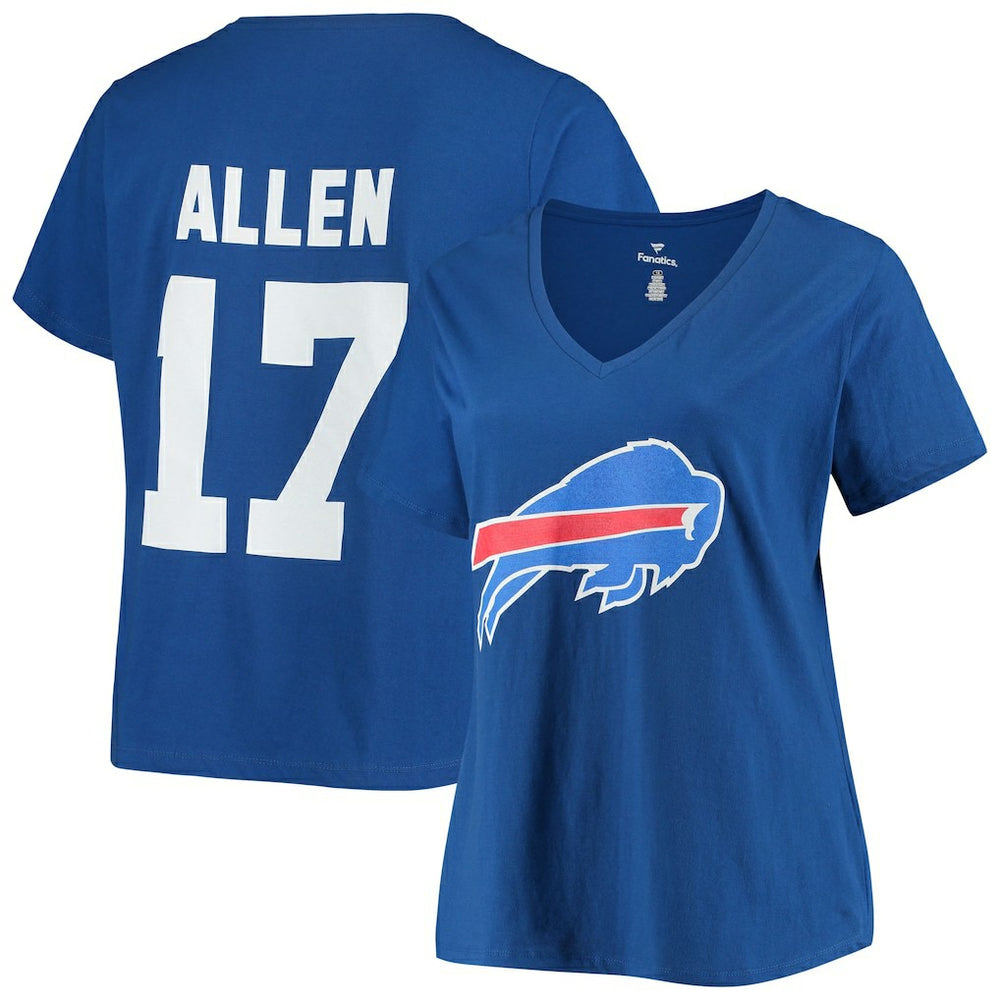 Buffalo Bills Fanatics Josh Allen Women's Plus Size Name & Number V-Neck T-Shirt