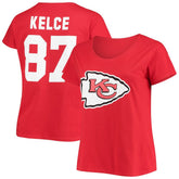 Kansas City Chiefs Travis Kelce Women's Plus Size Fair Catch Name & Number Scoop Neck T-Shirt