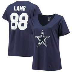 Dallas Cowboys Fanatics CeeDee Lamb Women's Plus Size Name & Number V-Neck T-Shirt