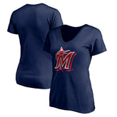 Miami Marlins Women's Red White and Team V-Neck T-Shirt | MLB Near me