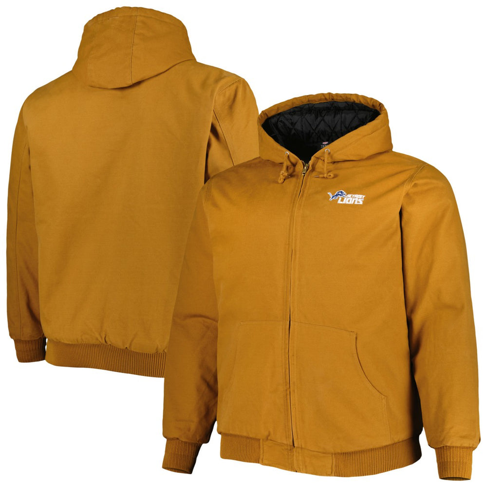 Detroit Lions Dunbrooke Big & Tall Dakota Canvas Hoodie Full-Zip Jacket