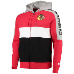 Chicago Blackhawks Starter Playoffs Color Block Full-Zip Hoodie On Sale