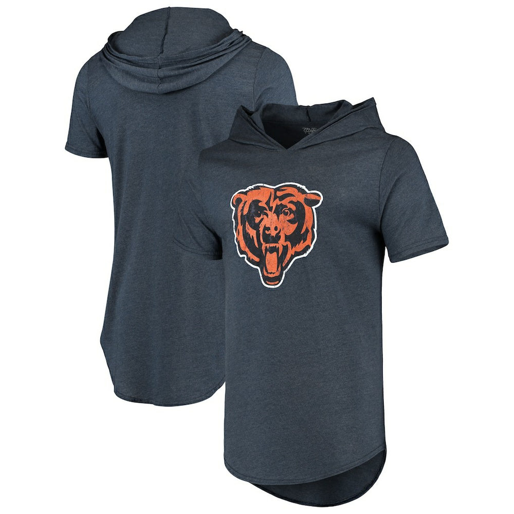 Chicago Bears Majestic Threads Primary Logo Tri-Blend Hoodie T-Shirt