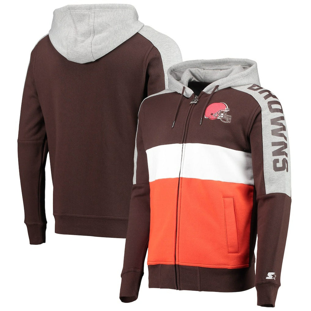Cleveland Browns Starter Playoffs Color Block Full-Zip Hoodie