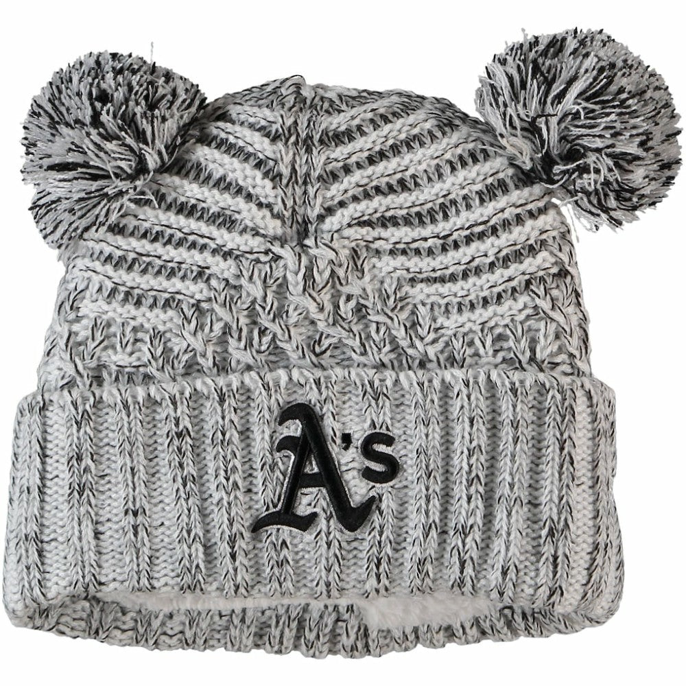 Athletics New Era Women's Dual Cuffed Knit Hat with Poms | MLB New