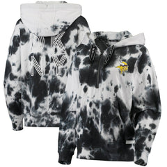 Minnesota Vikings DKNY Sport Women's Dakota Oversized Tie-Dye Half-Zip Hoodie