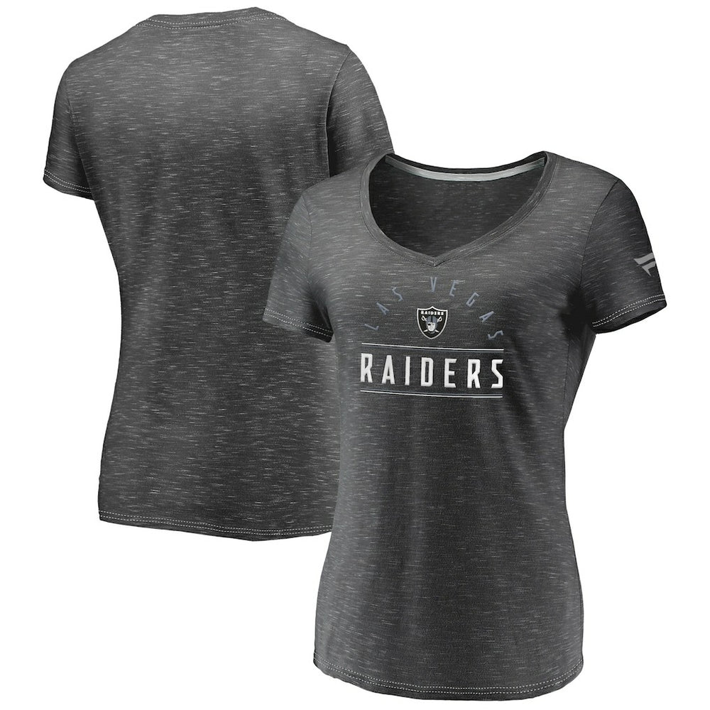 Las Vegas Raiders Fanatics Women's League Leader Space Dye V-Neck T-Shirt