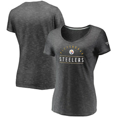 Pittsburgh Steelers Fanatics Women's League Leader Space Dye V-Neck T-Shirt