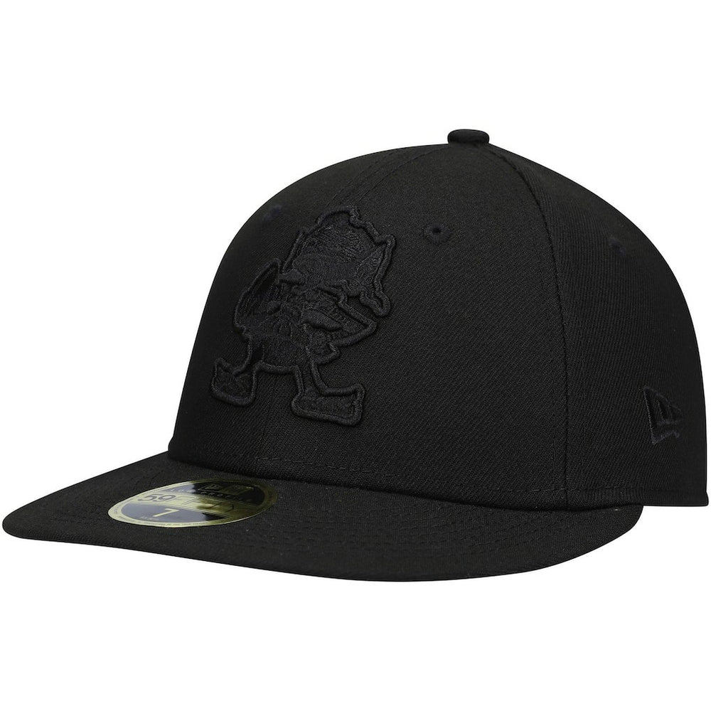Cleveland Browns New Era Historic Logo Black on Black Low Profile 59FIFTY II Fitted Hat
