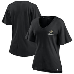 New Orleans Saints Fanatics Women's Southpaw Flutter V-Neck T-Shirt