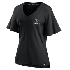 New Orleans Saints Fanatics Women's Southpaw Flutter V-Neck T-Shirt