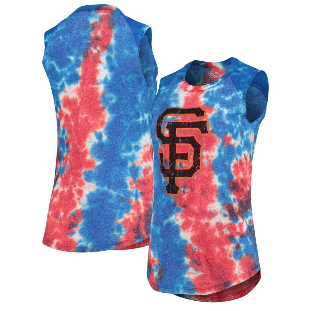 San Francisco Giants Majestic Threads Women's Tie-Dye Tri-Blend Muscle Tank Top | MLB Discount