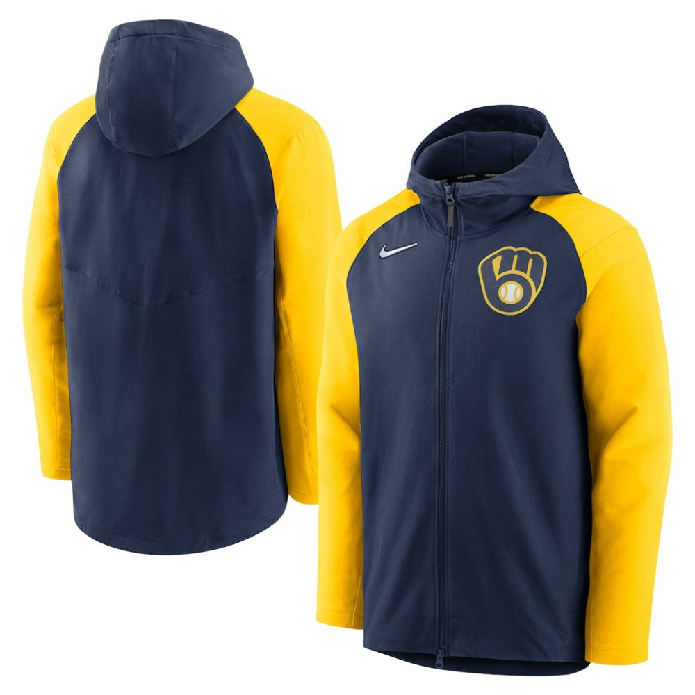 Milwaukee Brewers Nike Authentic Collection Performance Raglan Full-Zip Hoodie | MLB On Sale