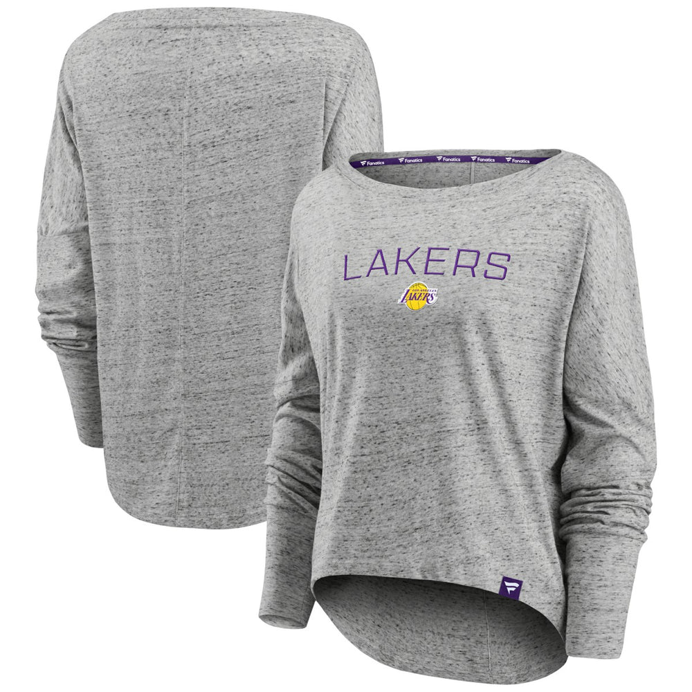 Los Angeles Lakers Women's Nostalgia Off-The-Shoulder Long Sleeve T-Shirt For Sale