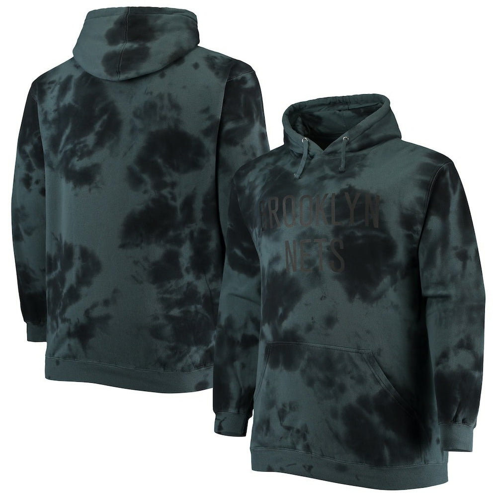 Brooklyn Nets Big & Tall Wordmark Cloud Dye Pullover Hoodie New