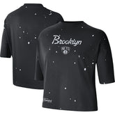 Brooklyn Nets Women's Courtside Splatter Cropped T-Shirt On Sale