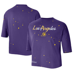 Los Angeles Lakers Women's Courtside Splatter Cropped T-Shirt On Sale