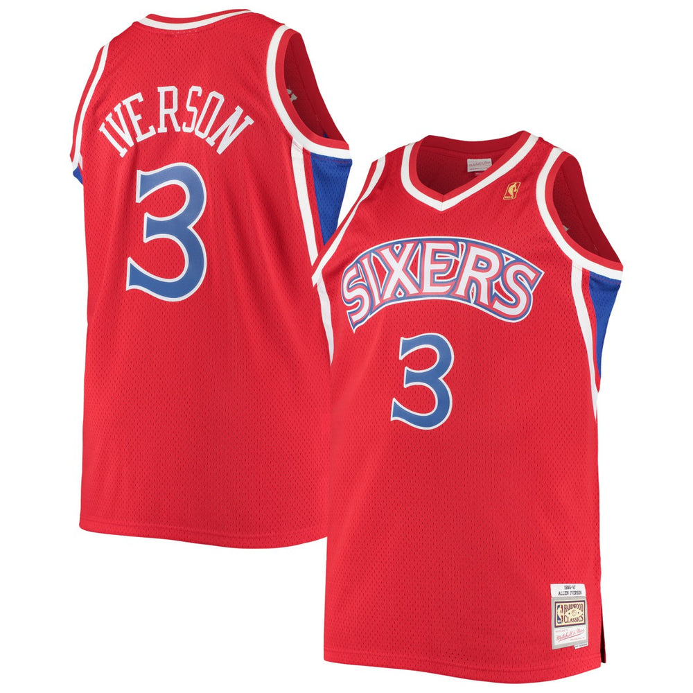 Allen Iverson Philadelphia 76ers 1996/97 Big & Tall Hardwood Classics Swingman Jersey For Sale