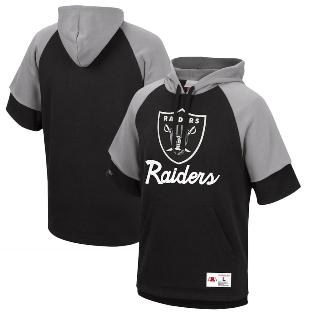 Las Vegas Raiders Mitchell & Ness Home Advantage Raglan Short Sleeve Pullover Hoodie