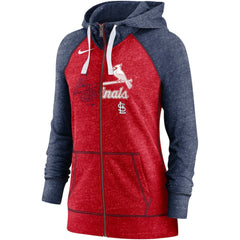 St. Louis Cardinals Nike Women's Split Wordmark Gym Vintage Raglan Lightweight Full-Zip Hoodie | MLB New