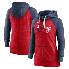 Washington Nationals Nike Women's Split Wordmark Gym Vintage Raglan Lightweight Full-Zip Hoodie | MLB For sale