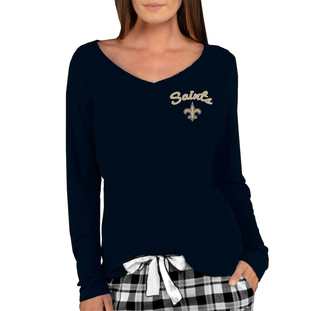 New Orleans Saints Concepts Sport Women's Marathon Knit Long Sleeve Lightweight V-Neck Lounge Top